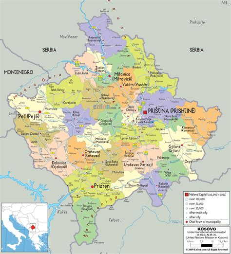 map of kosovo area